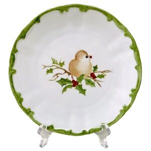 Bareuther Waldsassen Vintage Bavaria Germany Hand Painted Christmas Bird Plate
